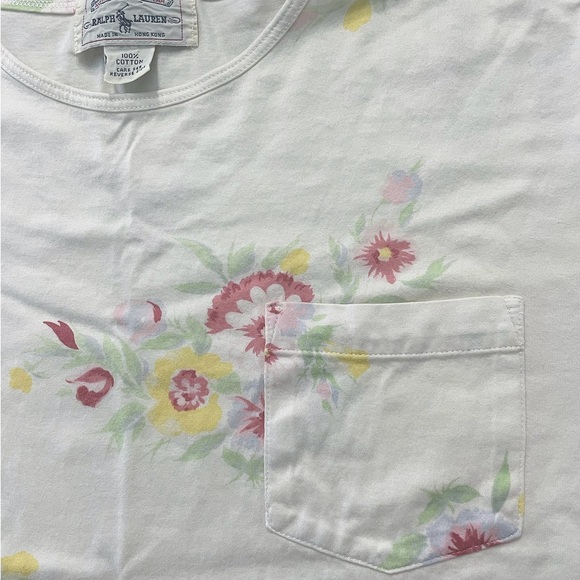 Ralph Lauren 1980s Floral Top Womens M AUTHENTIC ROUGHWEAR MADE IN HONG KONG VTG - Picture 5 of 7